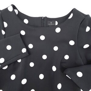 Worthington Sheath Dress Womens 6 Black New Polka Dot 3/4 Sleeve Bodycon Retro